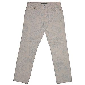 Lauren Ralph Lauren Women's Straight Leg Jeans - Cream with Light Blue Floral